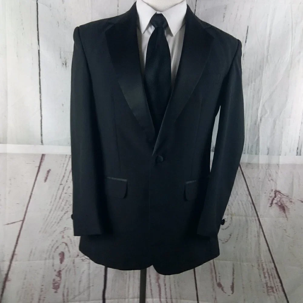 Chaplin 38R 1 Button Black Tuxedo Suit Jacket
